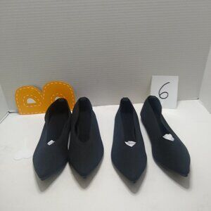 Women Classic Pointed Toe Slip on Ballet Shoes Knitted Texture Black Flats 7.5